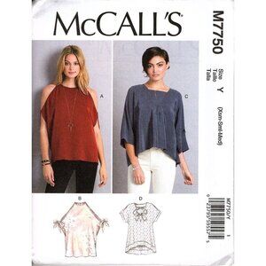 McCalls M7750 Misses XS to M Casual Loose Fitting Tops Uncut Sewing Pattern